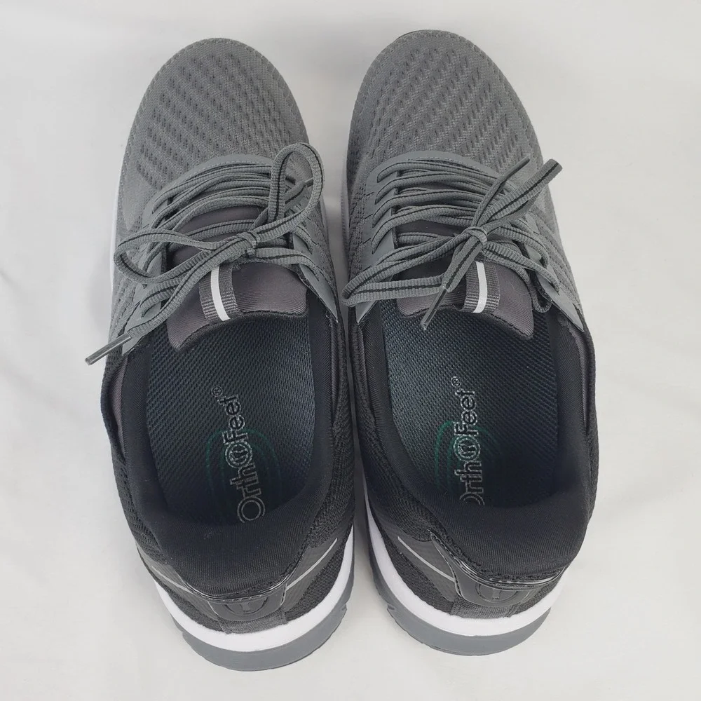 Orthofeet Tilos Hands-Free Wide Shoes Men's Size 11.5 2E Gray w/ Arch Boosters